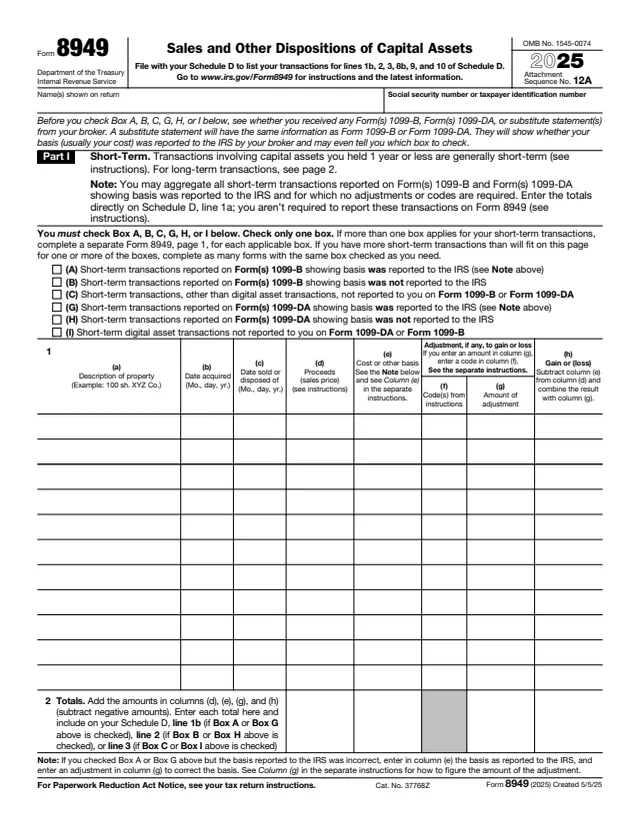 Page 1 of form 8949