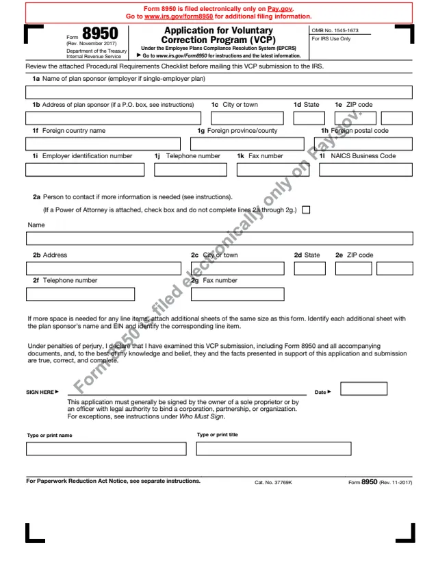 Page 1 of form 8950