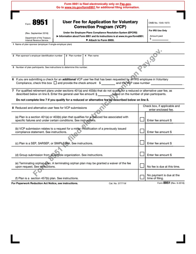 Page 1 of form 8951