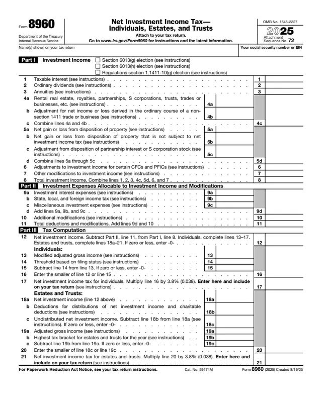 Page 1 of form 8960