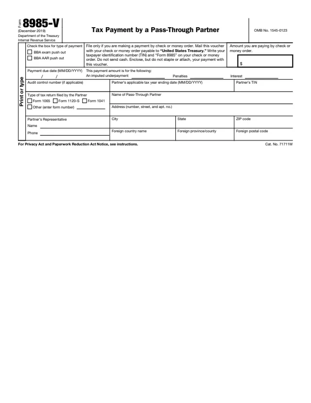 Page 1 of form 8985-V