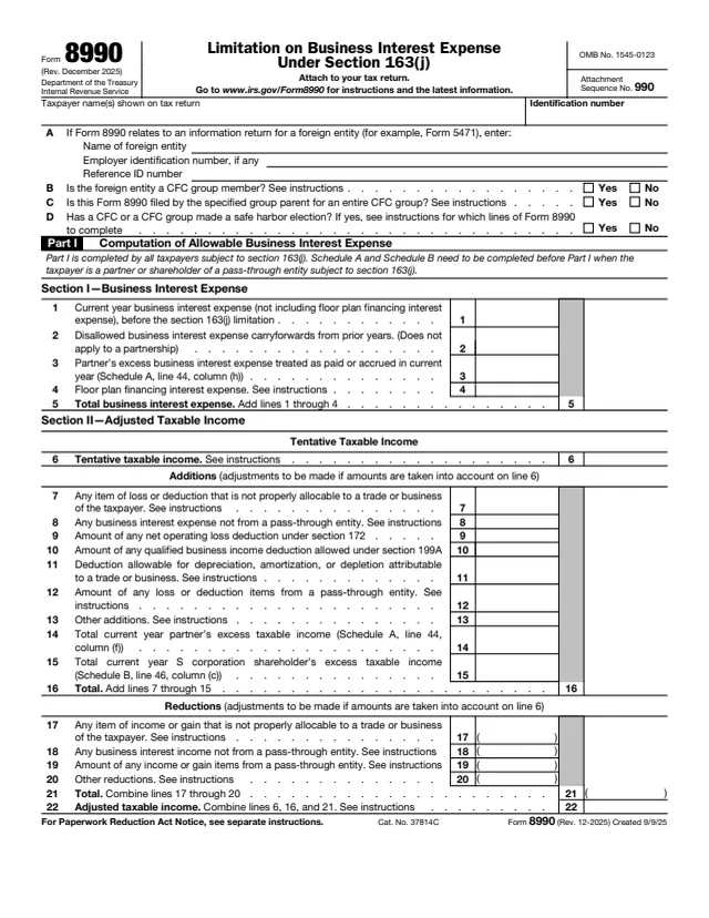 Page 1 of form 8990