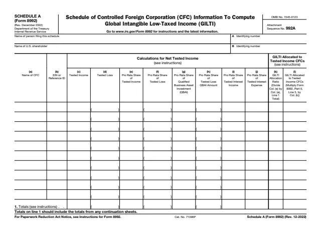 Page 1 of form 8992 Sch. A