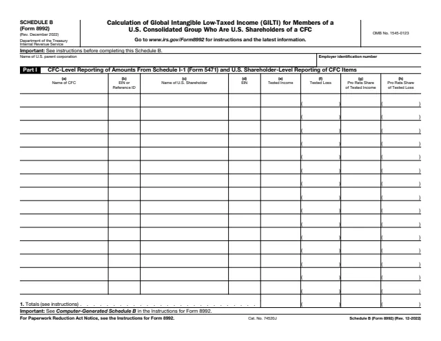 Page 1 of form 8992 Sch. B