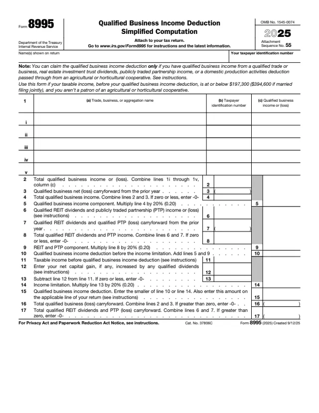 Page 1 of form 8995