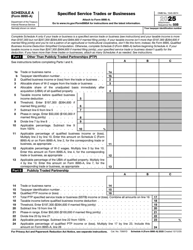 Page 1 of form 8995-A