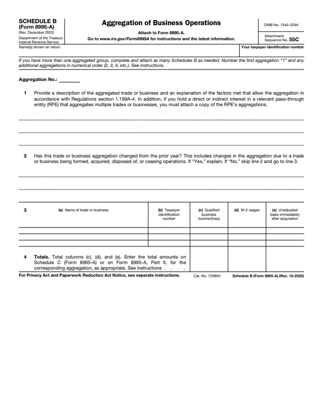 Page 1 of form 8995-A Sch. B