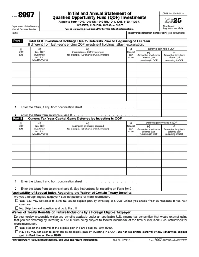 Page 1 of form 8997