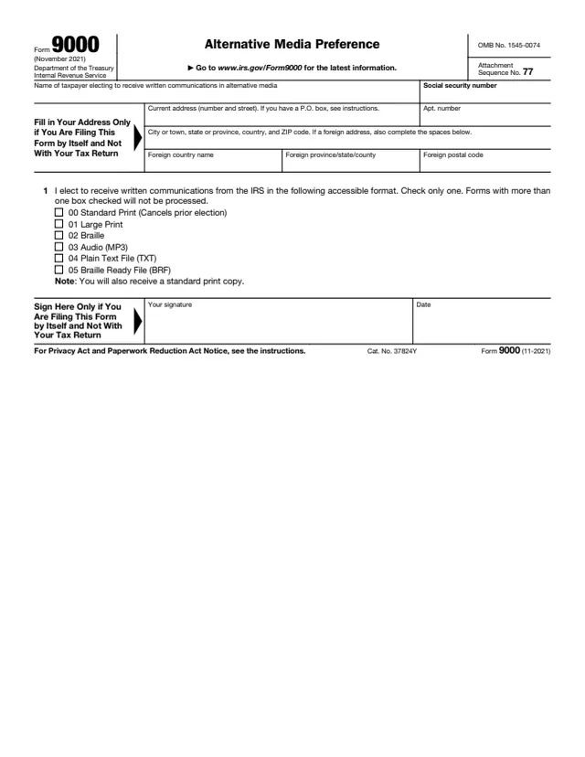 Page 1 of form 9000