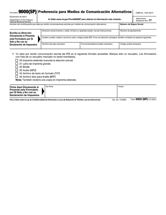 Page 1 of form 9000