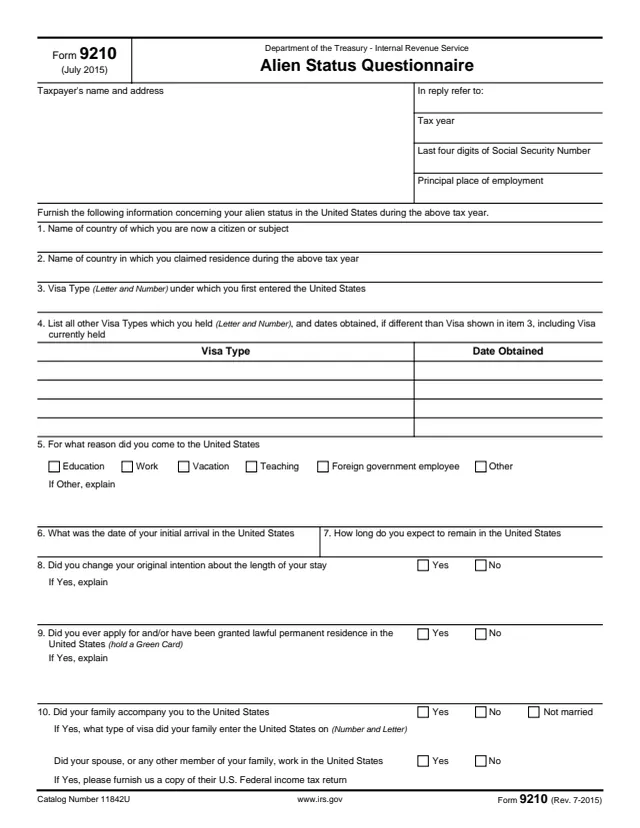 Page 1 of form 9210