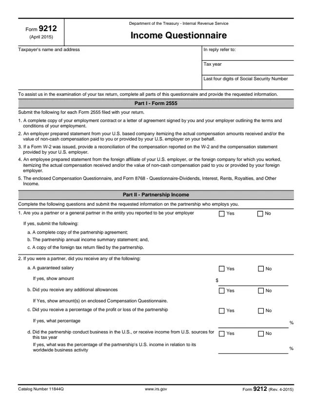 Page 1 of form 9212