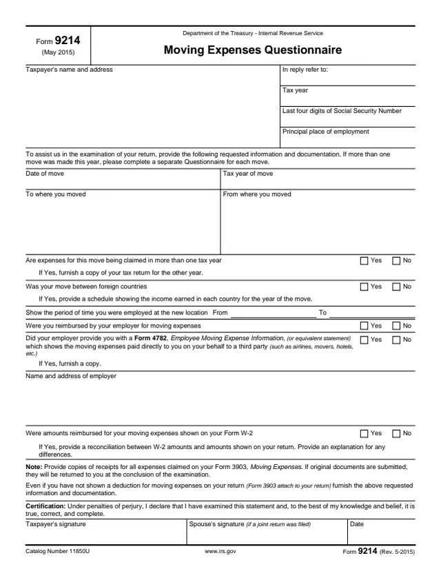 Page 1 of form 9214