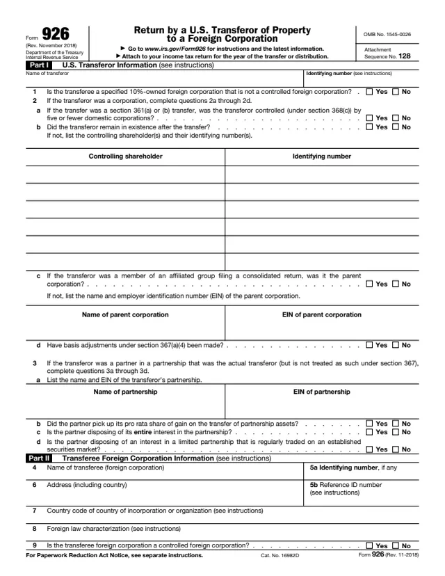 Page 1 of form 926