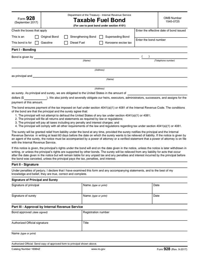 Page 1 of form 928
