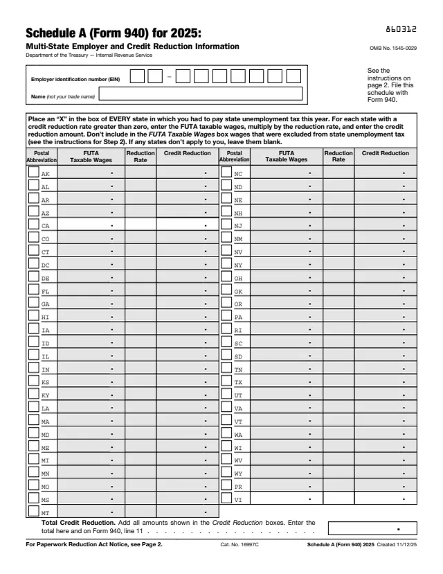 Page 1 of form 940