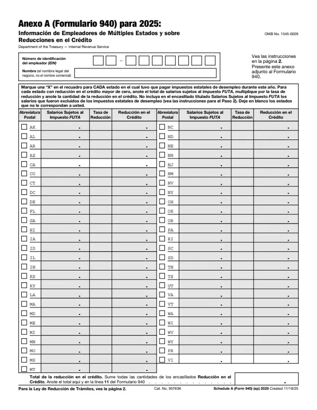 Page 1 of form 940