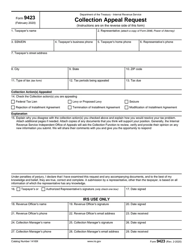 Page 1 of form 9423
