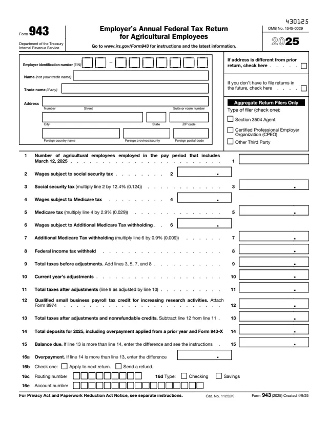 Page 1 of form 943