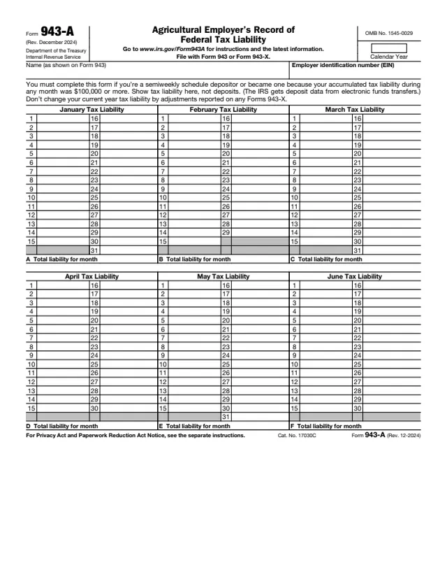 Page 1 of form 943-A