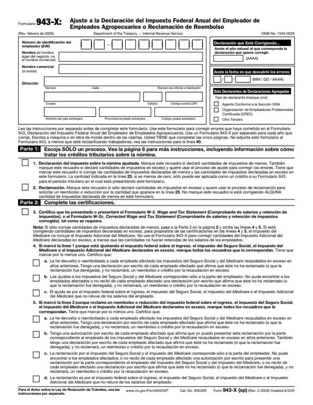 Page 1 of form 943-X