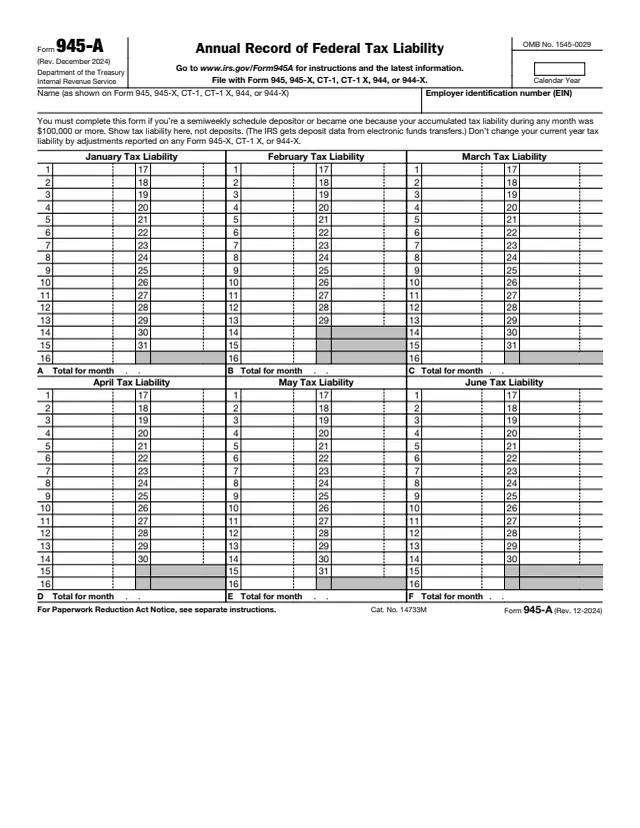 Page 1 of form 945-A