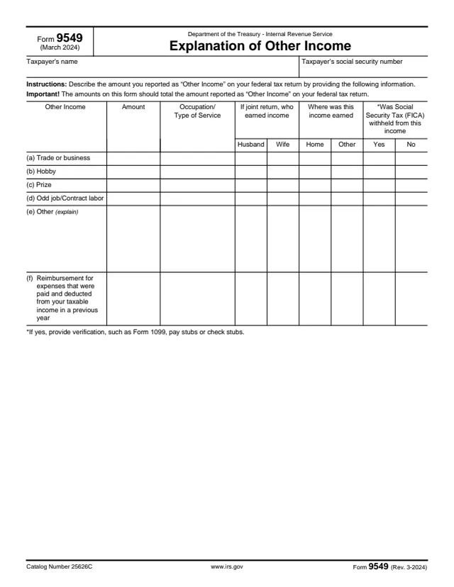Page 1 of form 9549