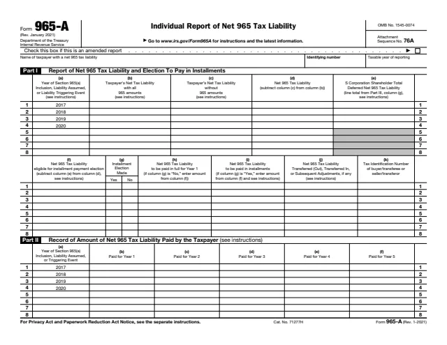 Page 1 of form 965-A