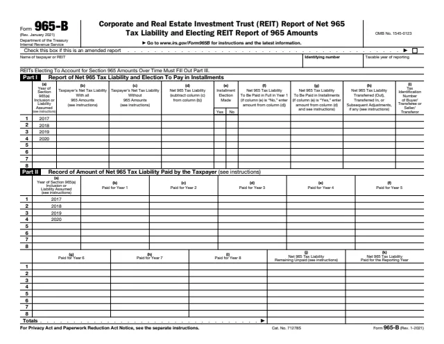 Page 1 of form 965-B