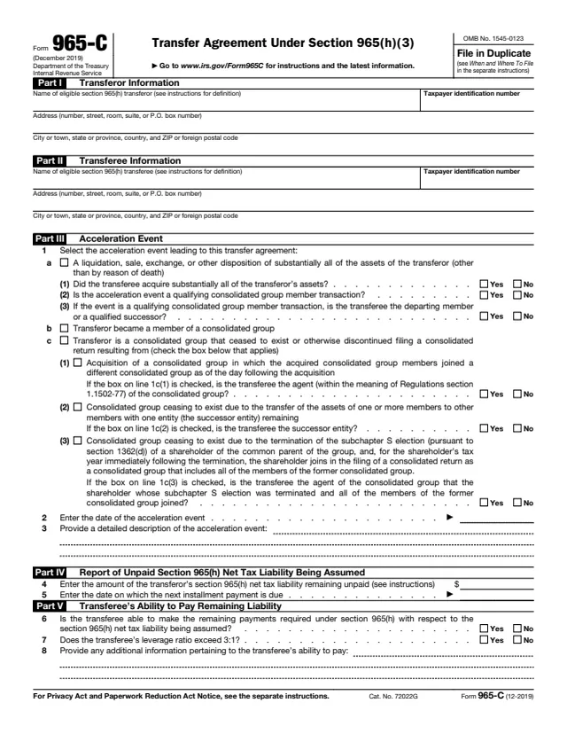 Page 1 of form 965-C