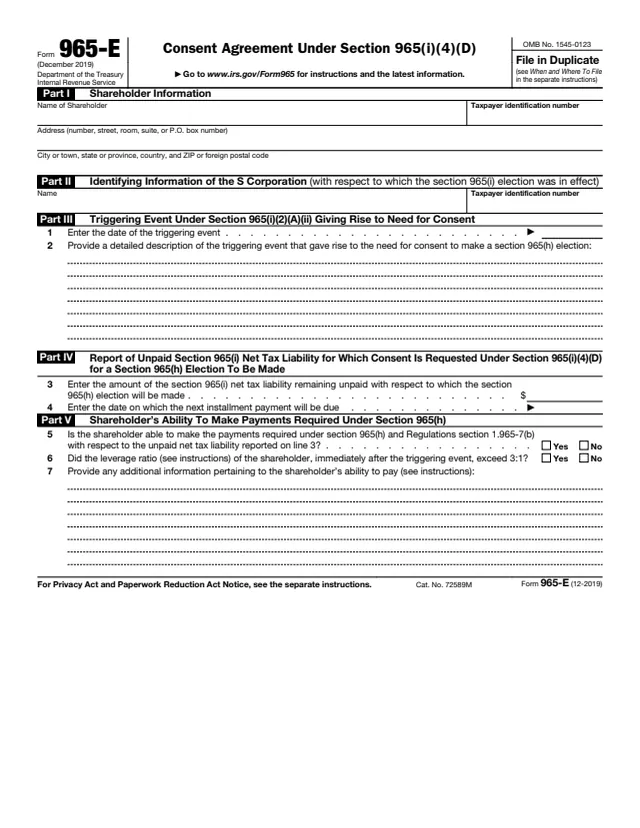 Page 1 of form 965-E