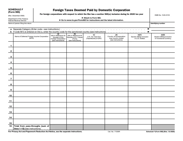 Page 1 of form 965 Sch. F
