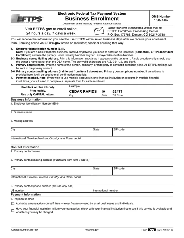 Page 1 of form 9779