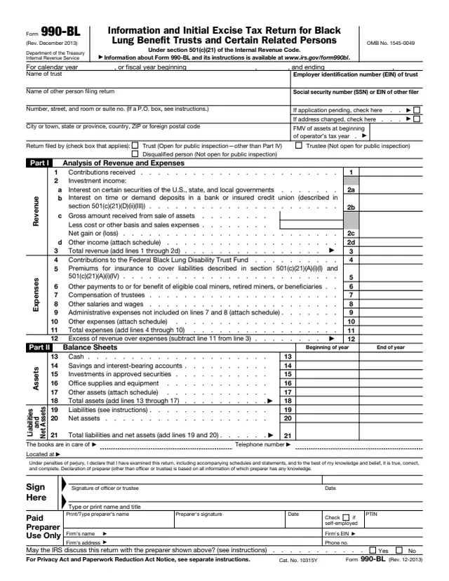 Page 1 of form 990-BL