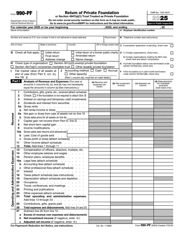 Page 1 of form 990-PF