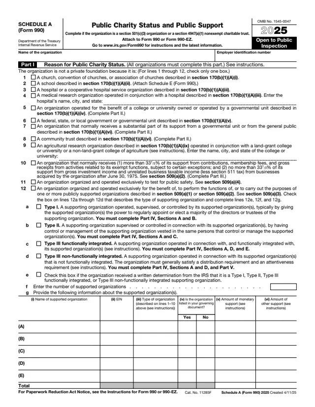 Page 1 of form 990
