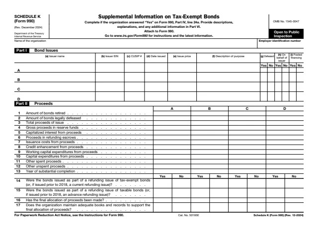 Page 1 of form 990 Sch. K