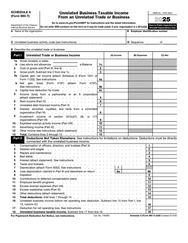 Page 1 of form 990-T