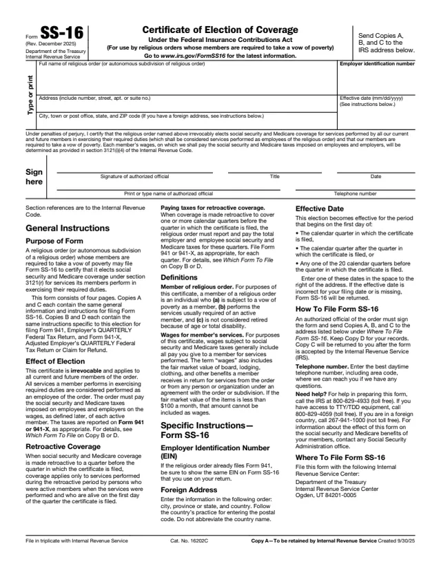 Page 1 of form SS-16