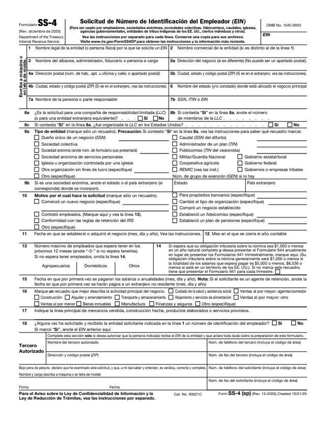 Page 1 of form SS-4