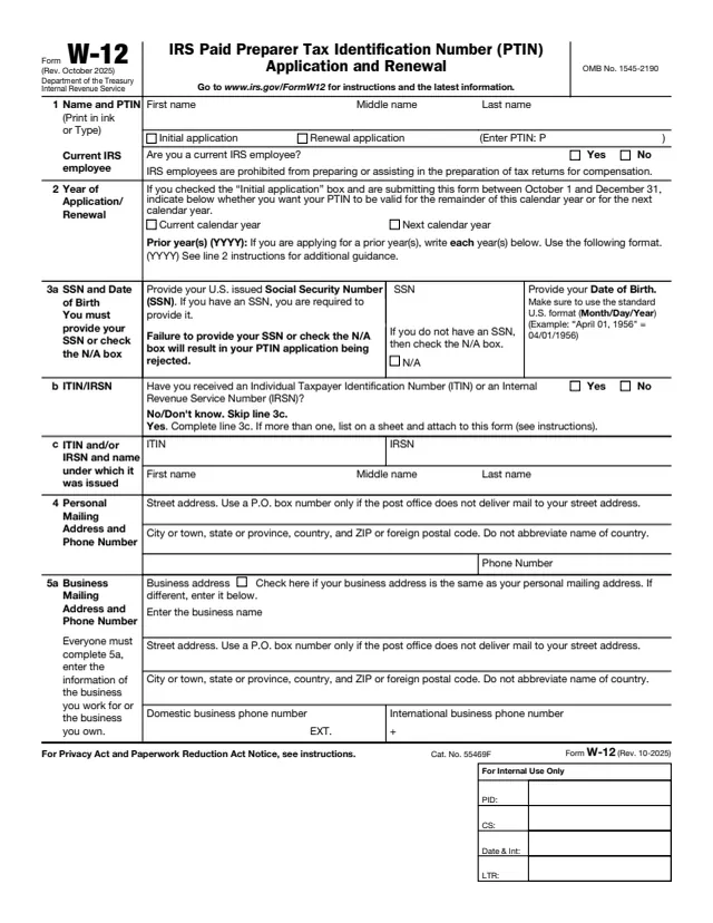 Page 1 of form W-12