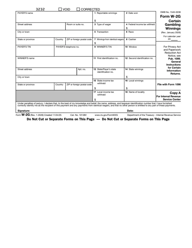 Page 1 of form W-2G