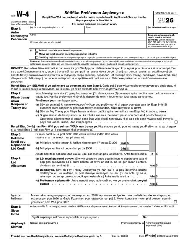 Page 1 of form W-4