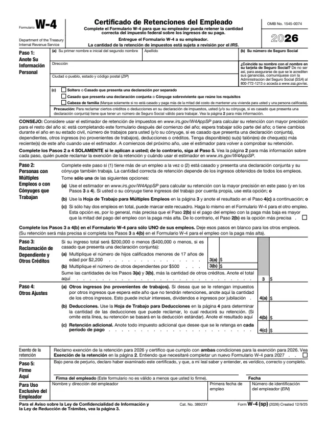 Page 1 of form W-4