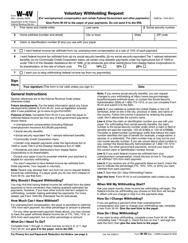 Page 1 of form W-4V