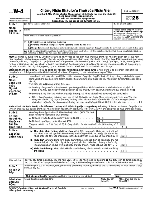 Page 1 of form W-4