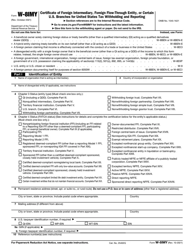 Page 1 of form W-8