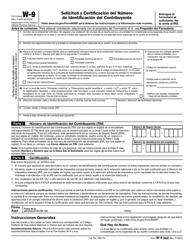 Page 1 of form W-9