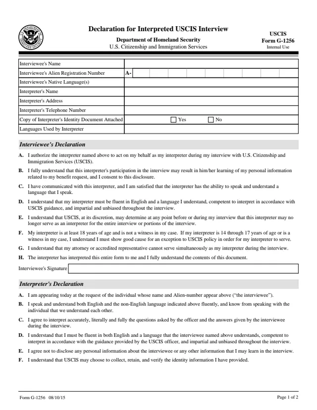 Page 1 of form G-1256