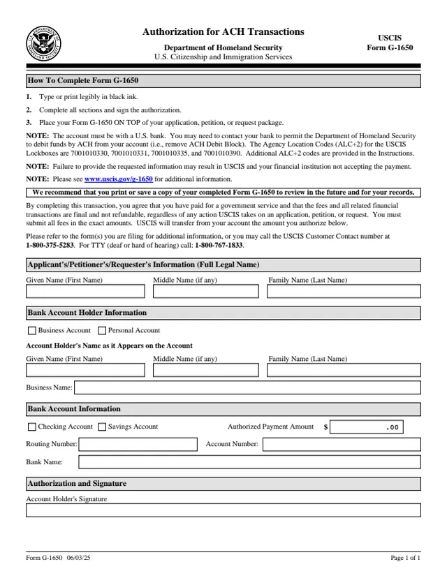 Page 1 of form G-1650